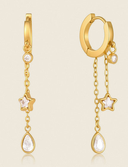 Midnight Spark Echo Star Zircon Drop Earrings