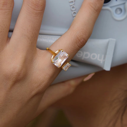 Bright Facet Fable Geometric Zircon Open Ring - view 3