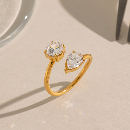 Pear and Round Zircon Wrap Ring - view 4