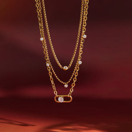 Bright Facet Fable Circular Zircon Layered Necklace - view 2