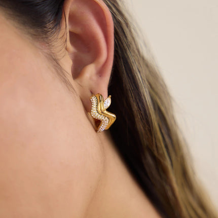 Shoreline Promise Wave Zircon Hoop Earrings - view 2