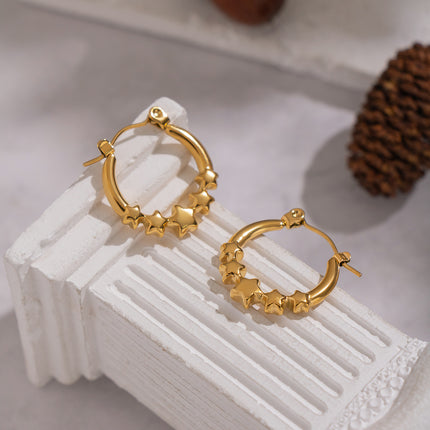 Starlit Path Aura Star Pearl Hoop Earrings - view 6