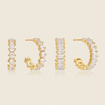 Frostlight Afterglow Curved Zircon Drop Earrings