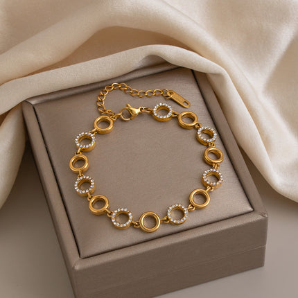 Bright Facet Geometric Zircon Chain Bracelet - view 4