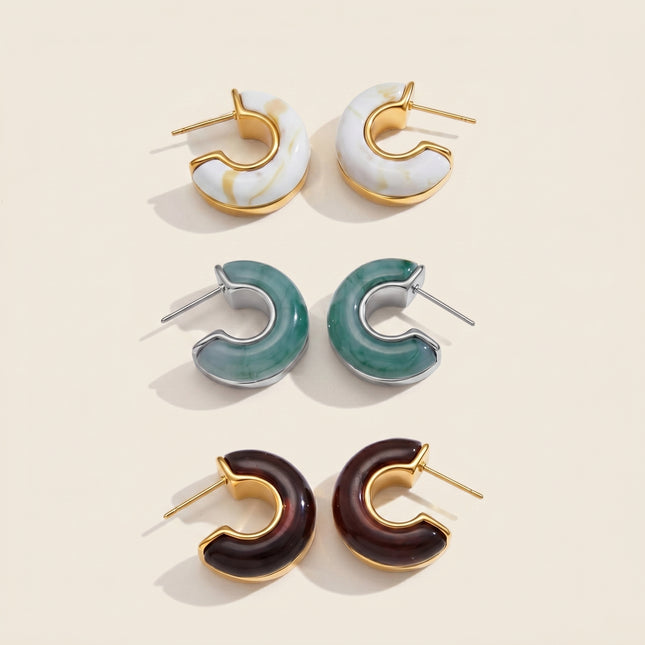 Velvet Current Promise Curved Resin Stud Earrings