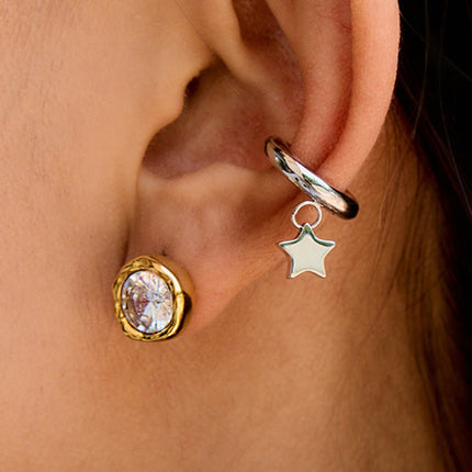 Bright Facet Aura Circular Zircon Stud Earrings - view 3