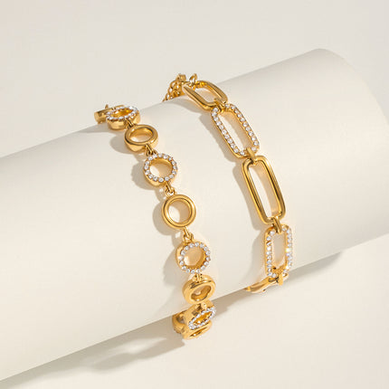 Bright Facet Geometric Zircon Chain Bracelet