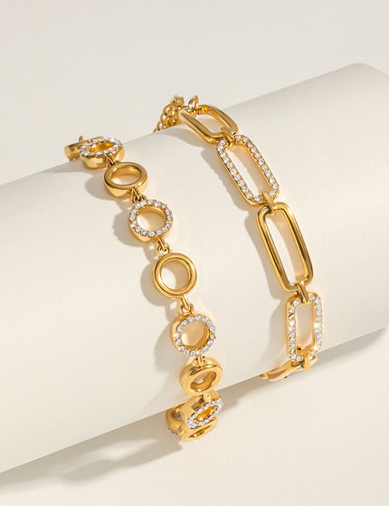 Bright Facet Geometric Zircon Chain Bracelet