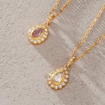 Fine Link Glow Chain Zircon Pendant Necklace - view 5