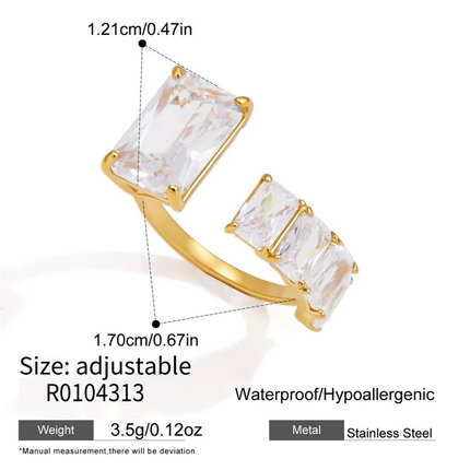 Bright Facet Fable Geometric Zircon Open Ring - view 7