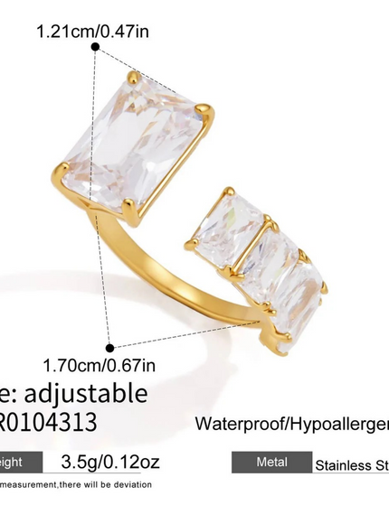 Bright Facet Fable Geometric Zircon Open Ring - view 7
