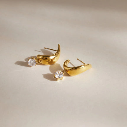Starstone Gleam Curved Zircon Drop Earrings - view 5