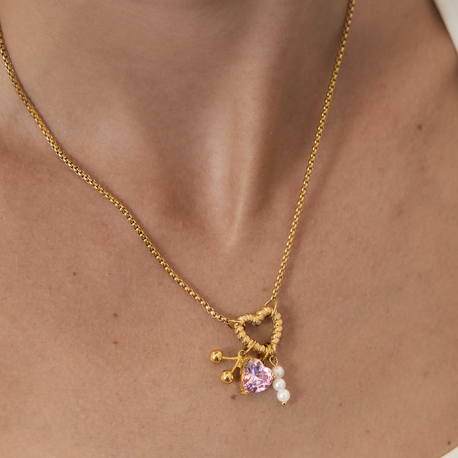 Tender Arc Muse Heart Zircon Layered Necklace - view 3