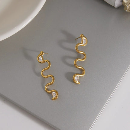 Tidal Muse Wave Zircon Drop Earrings - view 5