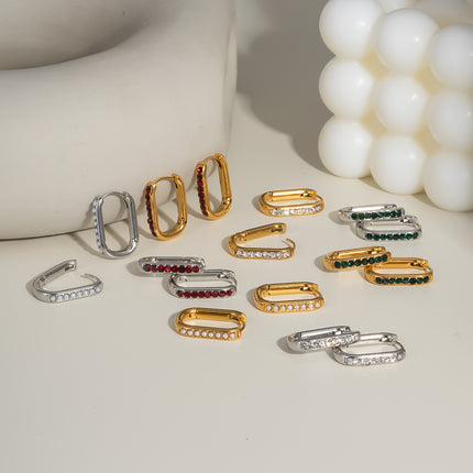 Glacier U-Shaped Zircon Hoop Earrings - view 4