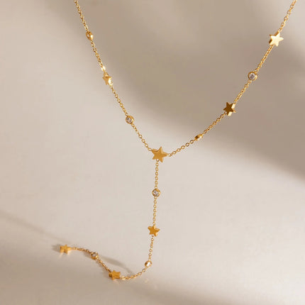 Night Compass Whisper Star Zircon Lariat Necklace - view 5