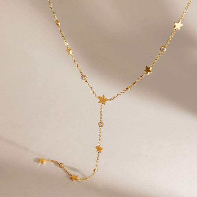 Night Compass Whisper Star Zircon Lariat Necklace - view 5