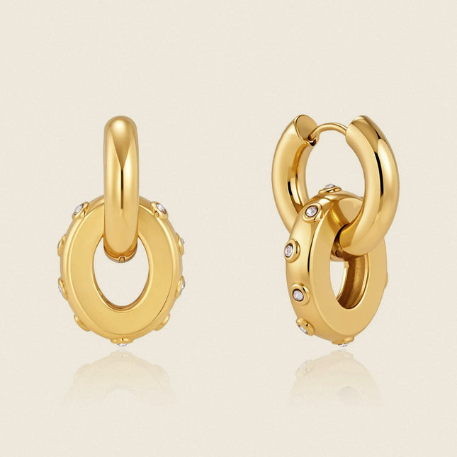 Bright Facet Aura Circular Zircon Drop Earrings