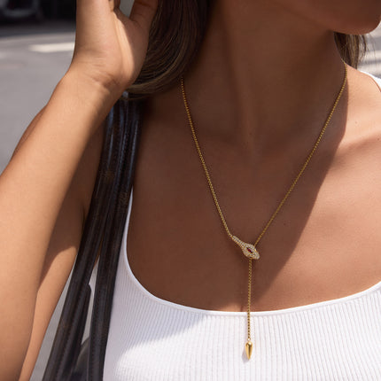 Midnight Coil Afterglow Serpent Zircon Lariat Necklace - view 5