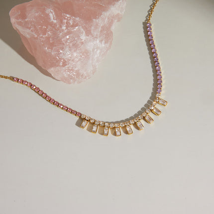 Linked Light Murmur Chain Zircon Beaded Necklace - view 6