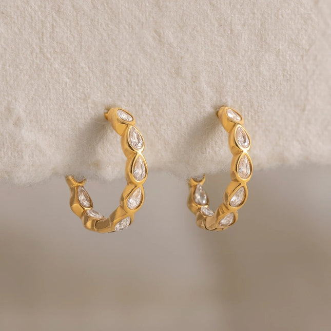 Bright Facet Current Circular Zircon Hoop Earrings - view 6