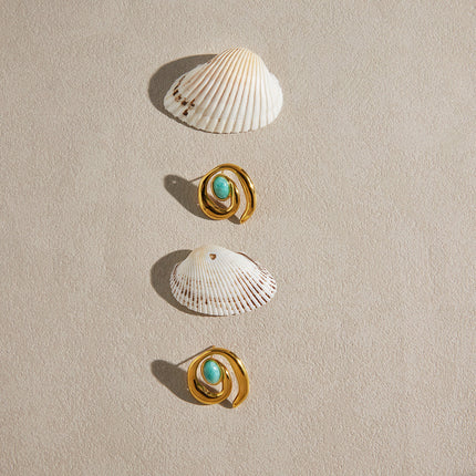 Soft Spiral Poem Twisted Stone Stud Earrings - view 6