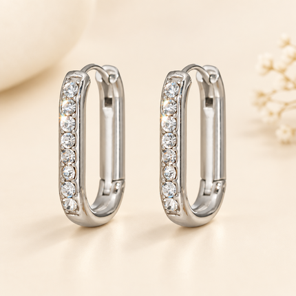 Glacier U-Shaped Zircon Hoop Earrings - view 14