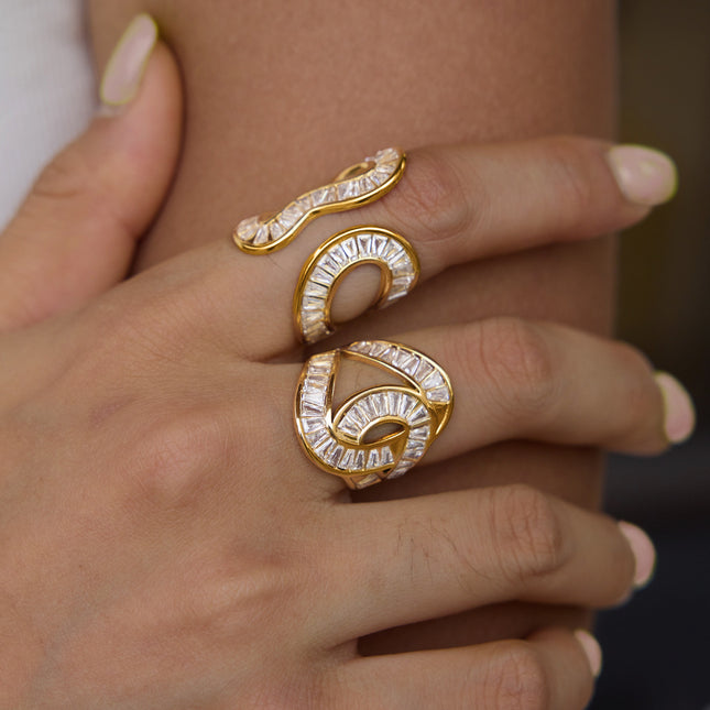 Twined Twisted Rhinestone Ring - view 3