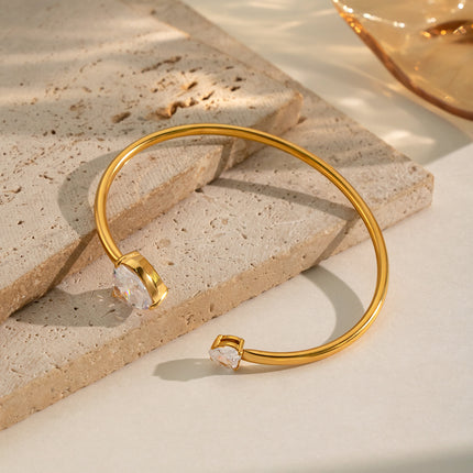 Duo Heart Zircon Cuff Bracelet - view 5