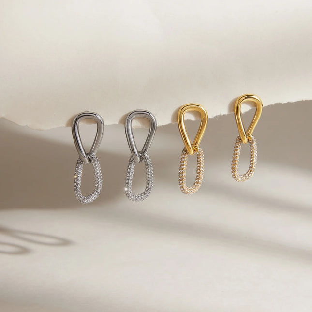 Frostlight Whisper Circular Zircon Drop Earrings - view 5