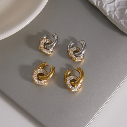 Bright Facet Current Geometric Zircon Drop Earrings - view 6