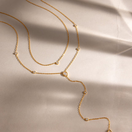 Liquid Light Glow Teardrop Zircon Lariat Necklace - view 2