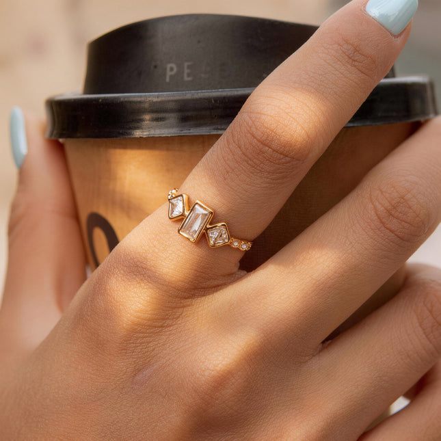Luma Geometric Zircon Ring - view 3