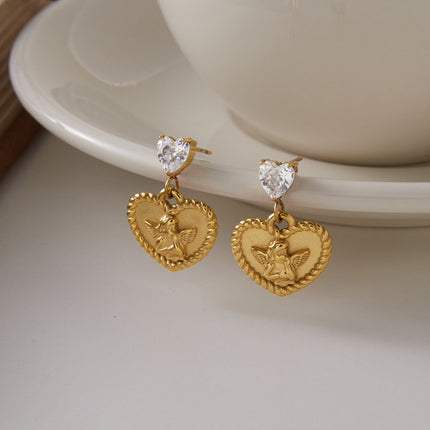 Heartlight Poem Heart Zircon Drop Earrings - view 5