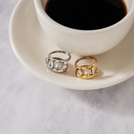 Frostlight Promise Geometric Zircon Gemstone Ring - view 7