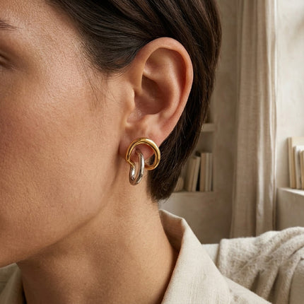 Soft Tide Reverie Curved Pearl Stud Earrings - view 2