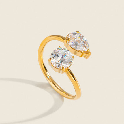 Pear and Round Zircon Wrap Ring