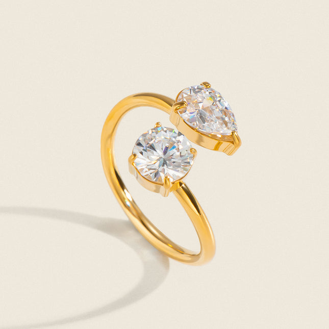 Pear and Round Zircon Wrap Ring