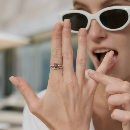 Violet Rectangle Zircon Ring - view 2