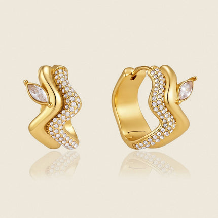 Shoreline Promise Wave Zircon Hoop Earrings