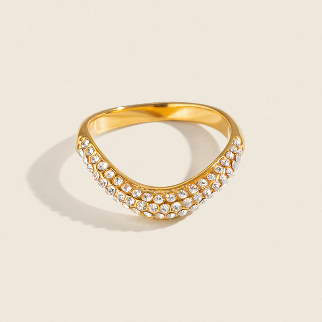 Bright Facet Current Circular Zircon Gemstone Ring