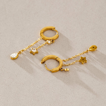 Midnight Spark Echo Star Zircon Drop Earrings - view 6