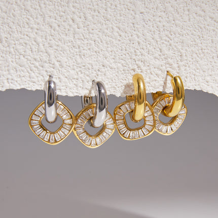 Bright Facet Current Geometric Zircon Drop Earrings - view 3