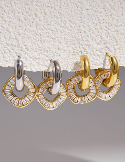Bright Facet Current Geometric Zircon Drop Earrings - view 3