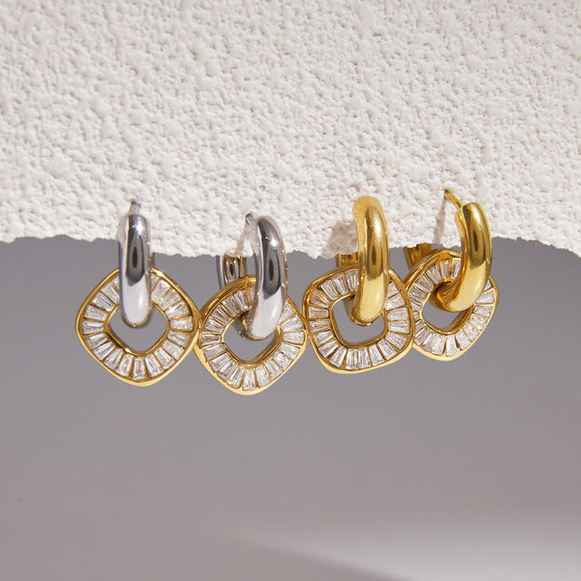 Bright Facet Current Geometric Zircon Drop Earrings - view 3