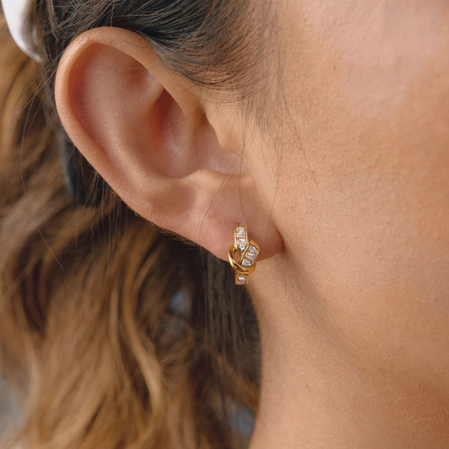 Twist Zircon Hoop Earrings - view 2