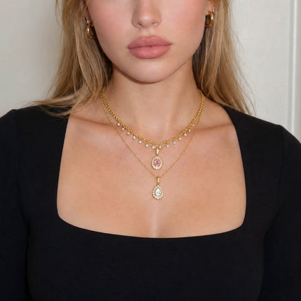 Fine Link Glow Chain Zircon Pendant Necklace - view 2