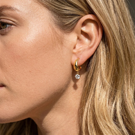 Starstone Gleam Curved Zircon Drop Earrings - view 4
