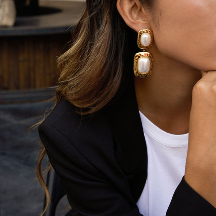 Pearl Haze Drift Square Pearl Drop Earrings - view 4