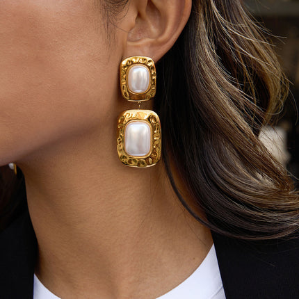 Pearl Haze Drift Square Pearl Drop Earrings - view 3